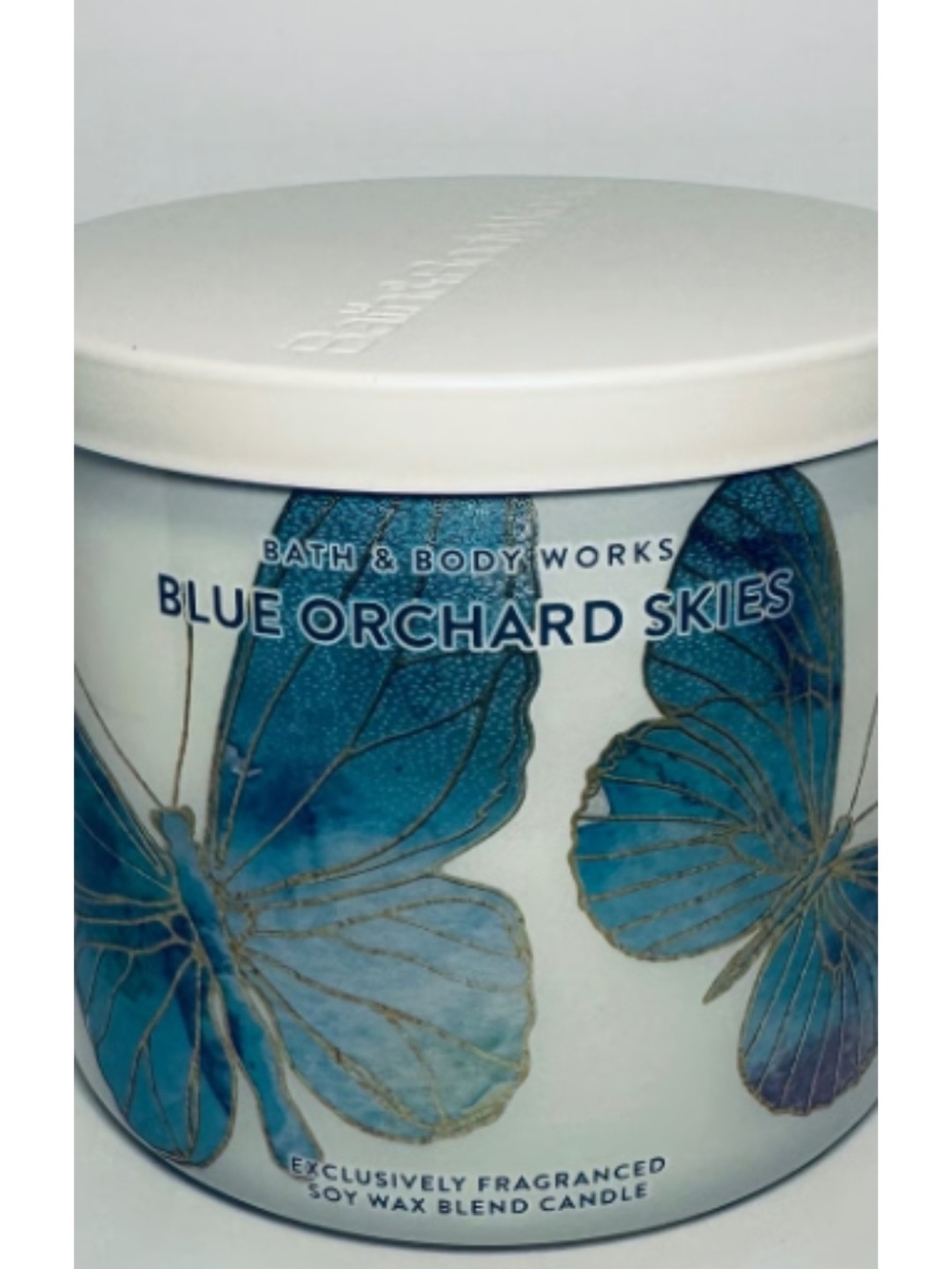 Bath & Body Works Blue Orchard Skies Candle - Blue, White FACTORY SEALED!